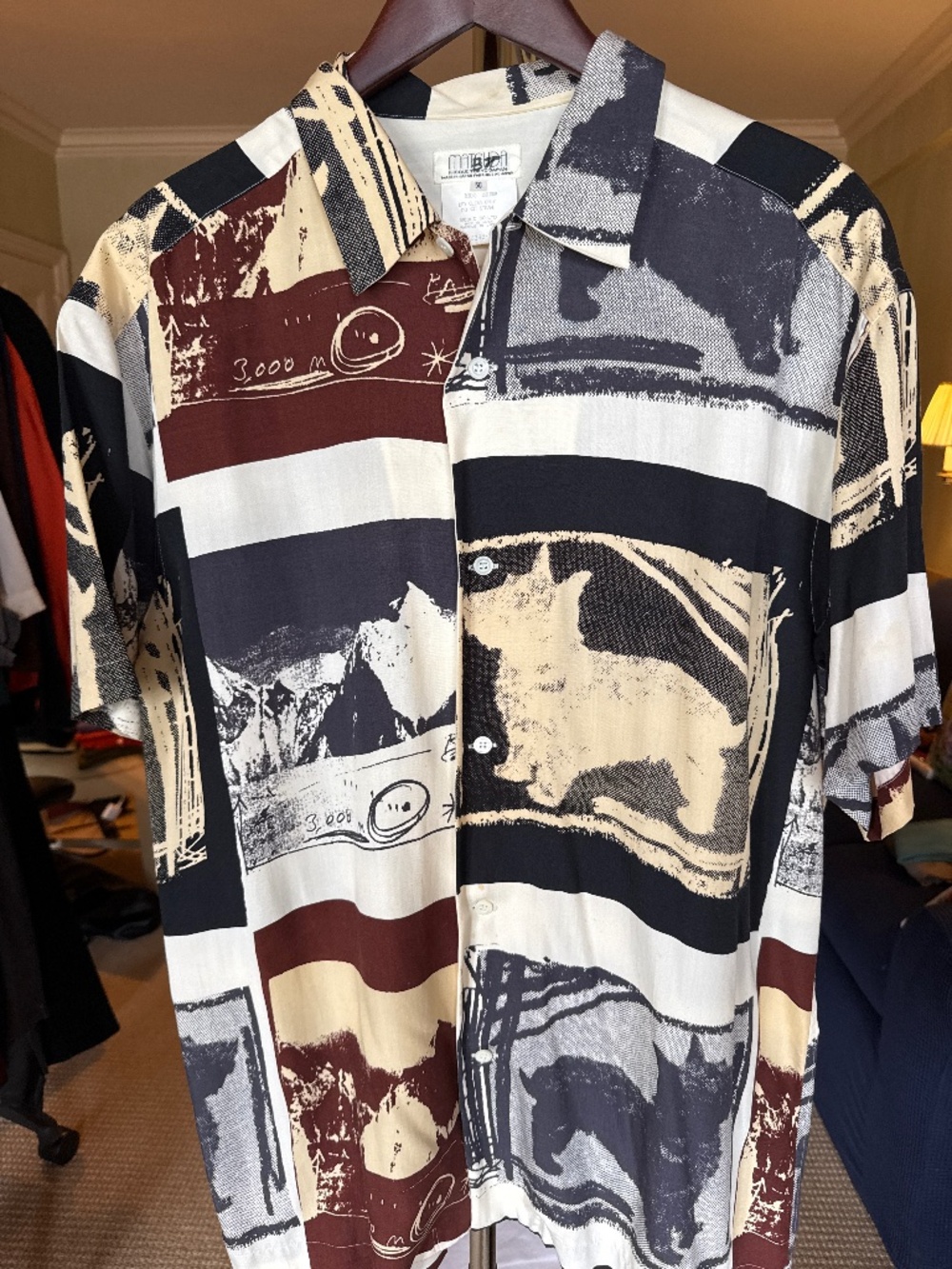 Vintage 90s Nicole Tokyo Japan abstract print button-up shirt